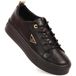 Pantofi de dama din piele pe platforma neagra Filippo negru 2