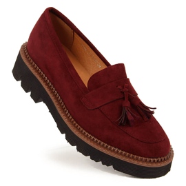 Mocasini de dama din piele intoarsa cu franjuri Vinceza bordeaux roșu 1 Mocasini de dama din piele intoarsa cu franjuri Vinceza bordeaux roșu 1
