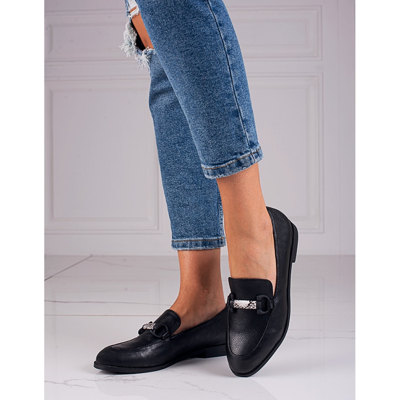 SHELOVET Mocasini din piele neagra negru 1