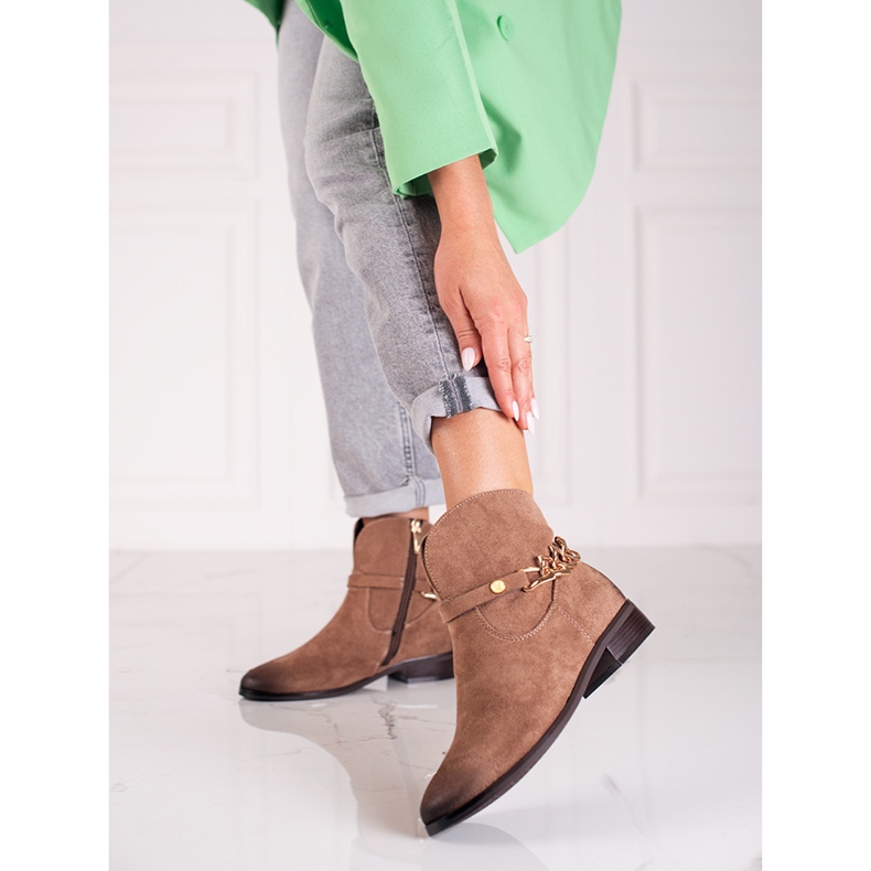 W. Potocki Cizme de dama Potocki, cizme de cowboy cu lant maro 1