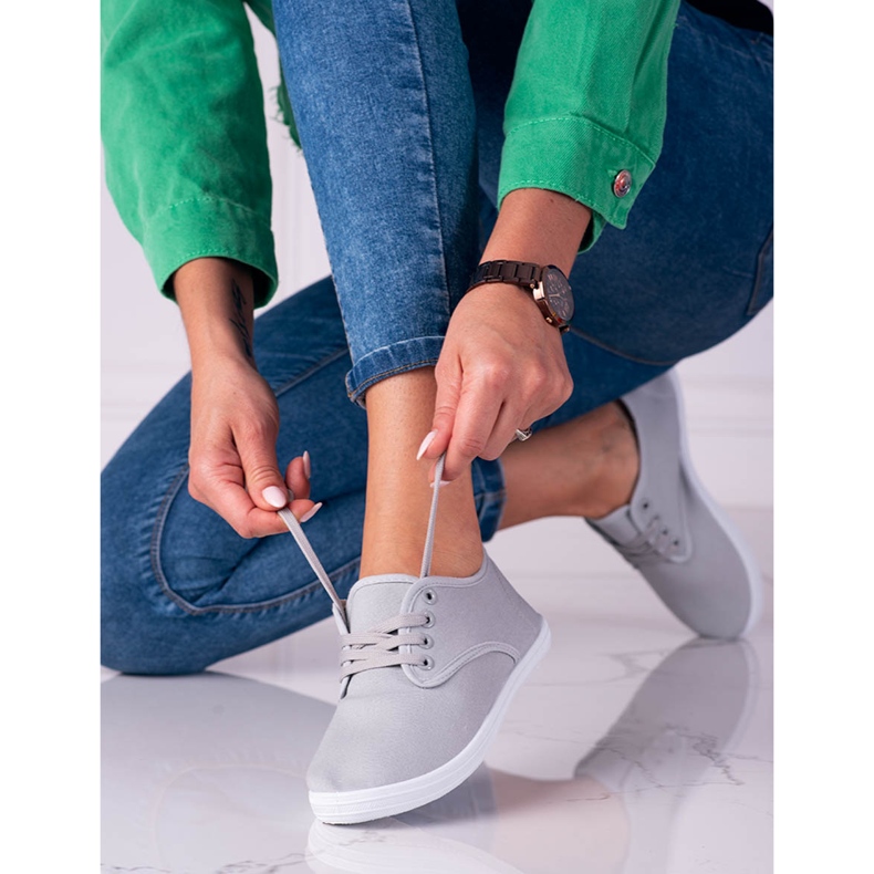 Tenisi de dama usor din stofa Shelovet gri 1