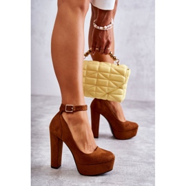 Pompe din piele intoarsa pe platforma Camel Rivia maro 11