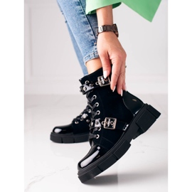 Genți de damă Black Shelovet cu catarame decorative negru 1