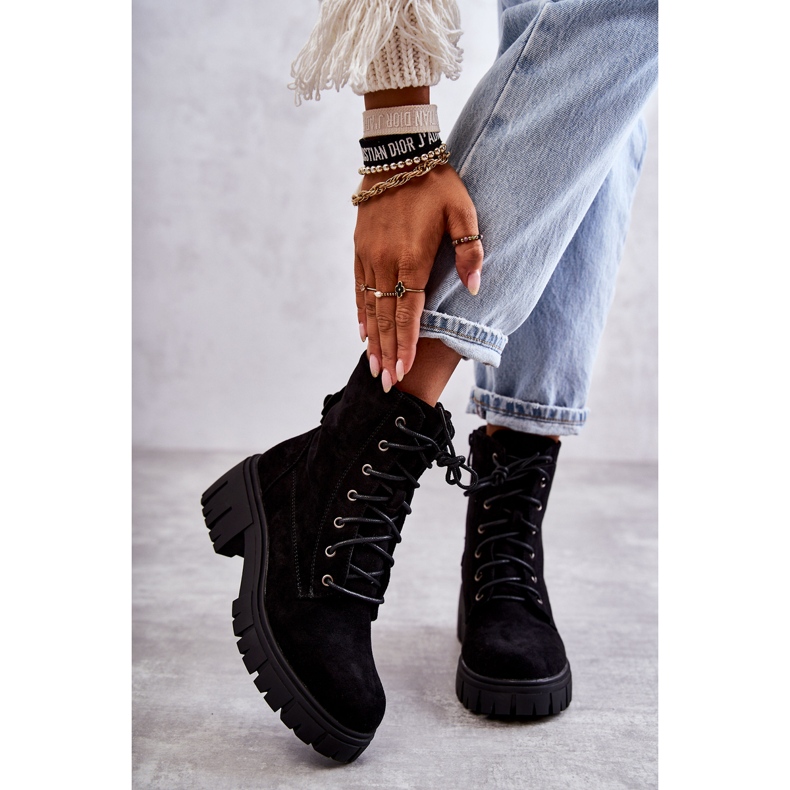 PG1 Cizme Călduțe De Damă De Căprioară Cu Fermoar Negru Emilien 1