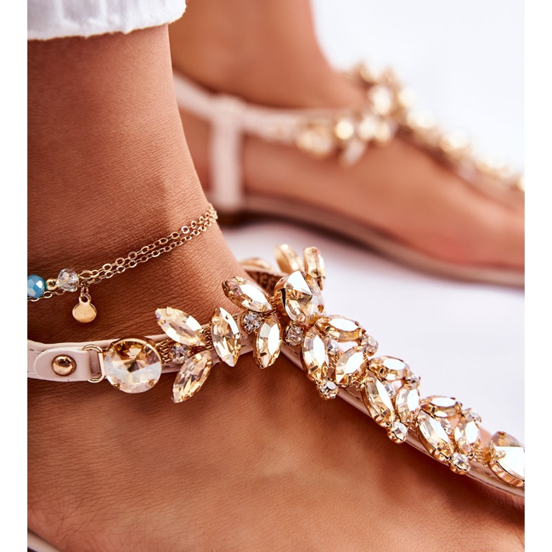 PG2 Sandale Damă Flip-flops Cu O Curea Decorativă Bej Lumina zilei 4