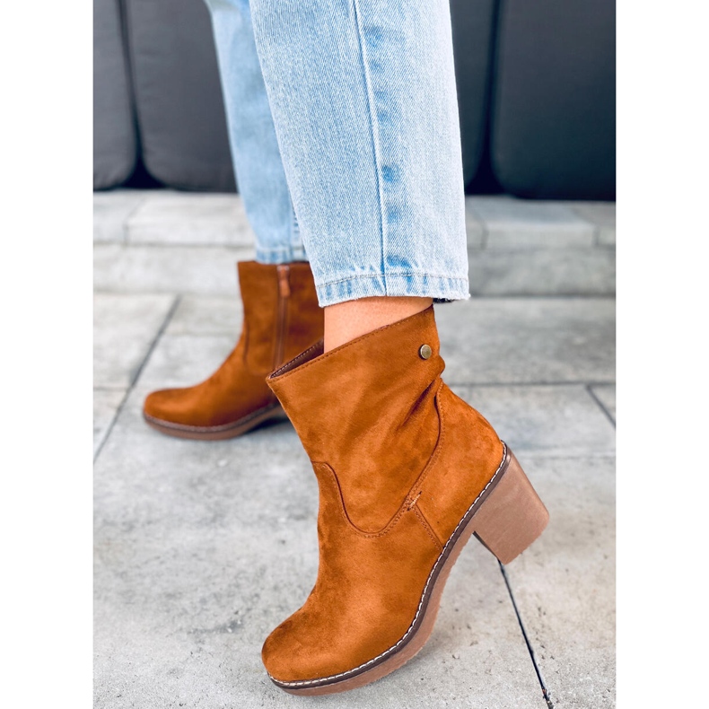 Cizme de toc din cauciuc Linzi Camel maro 2