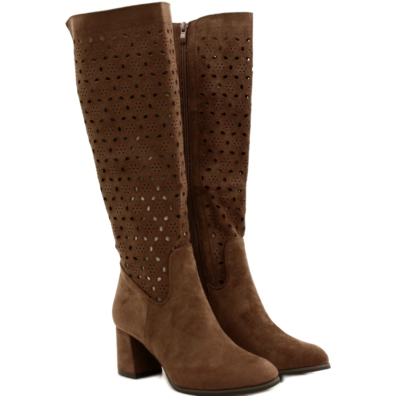 M.Daszyński Cizme ajurate pe un stâlp maro SA156-10 2