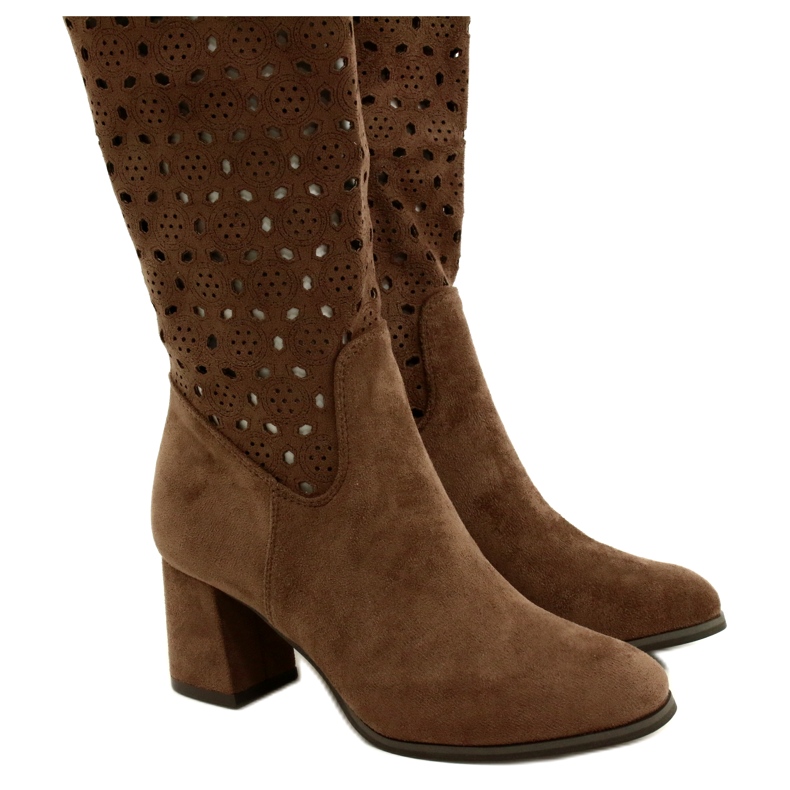 M.Daszyński Cizme ajurate pe un stâlp maro SA156-10 4