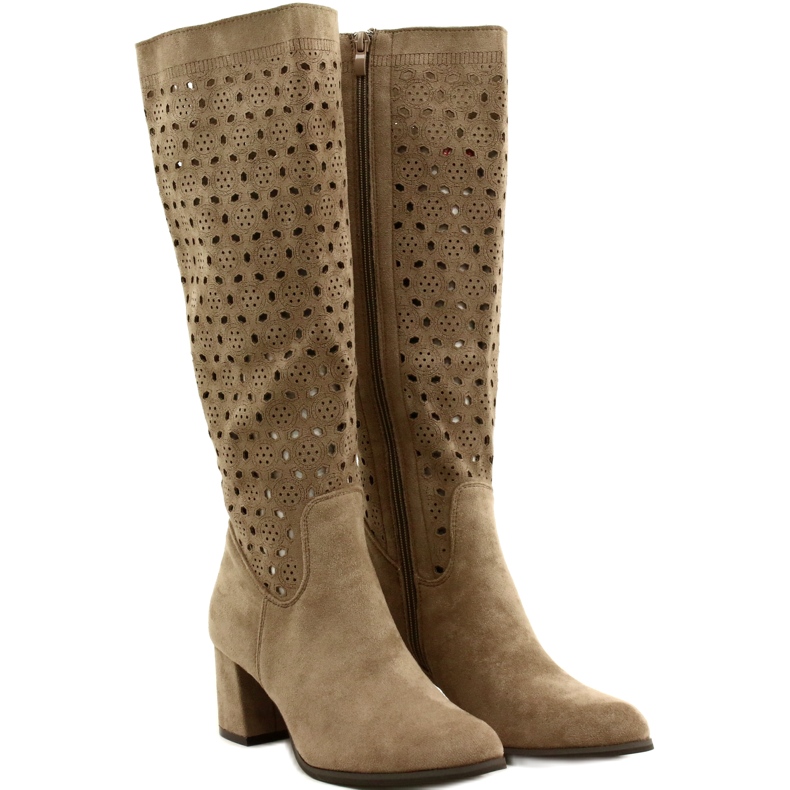 M.Daszyński Cizme Ajurate Pe Bară Bej SA156-10 2