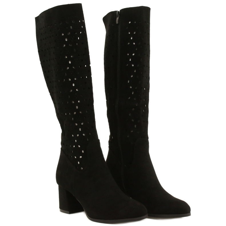 M.Daszyński Cizme Ajurate Pe O Bară Neagră SA156-10 negru 2