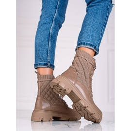 Genți matlasate cu șireturi Shelovet bej maro 1