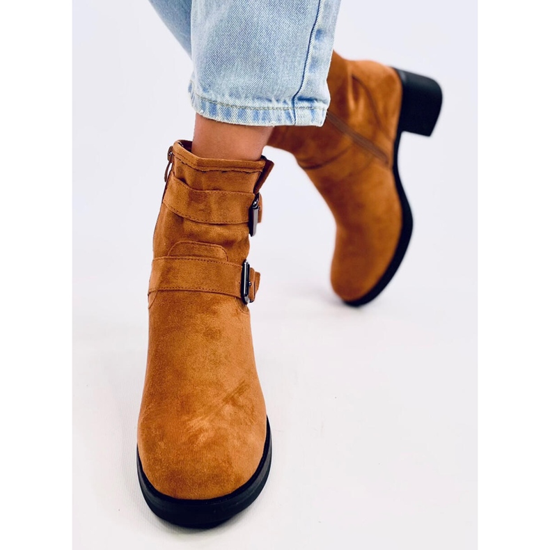 Cizme cu toc lat Teoo Camel maro 1