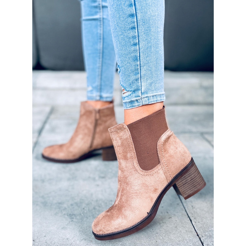 Cizme cu toc lat Fill Beige bej 1