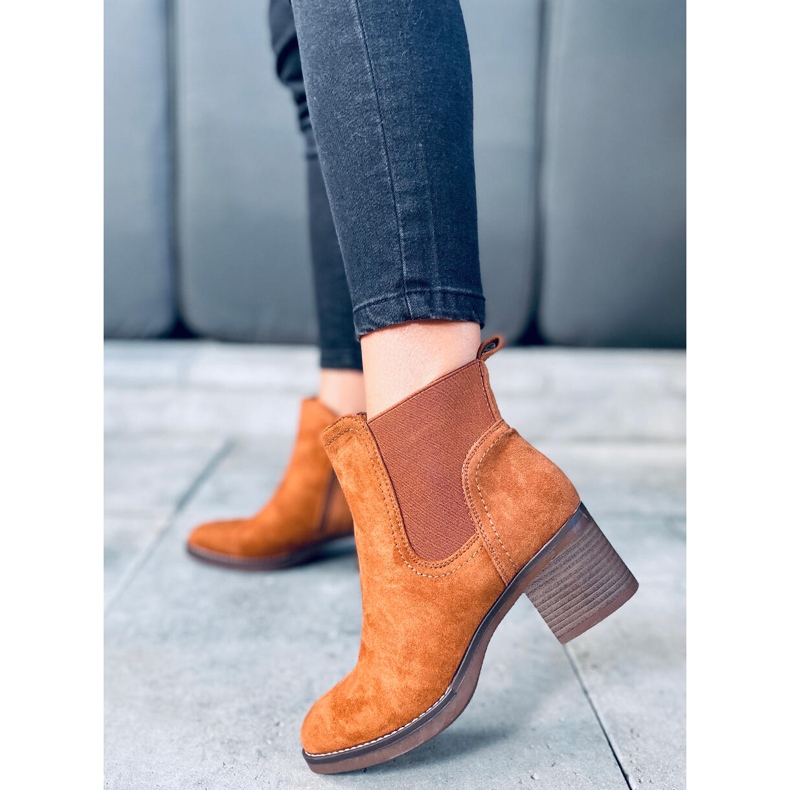 Cizme de umplere Camel cu toc lat maro 1