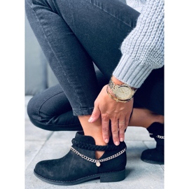 Cizme decupate cu lant Cupro Black negru 1