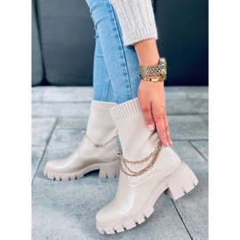 Cizme cu partea superioară a șosetei Grace Beige bej 1