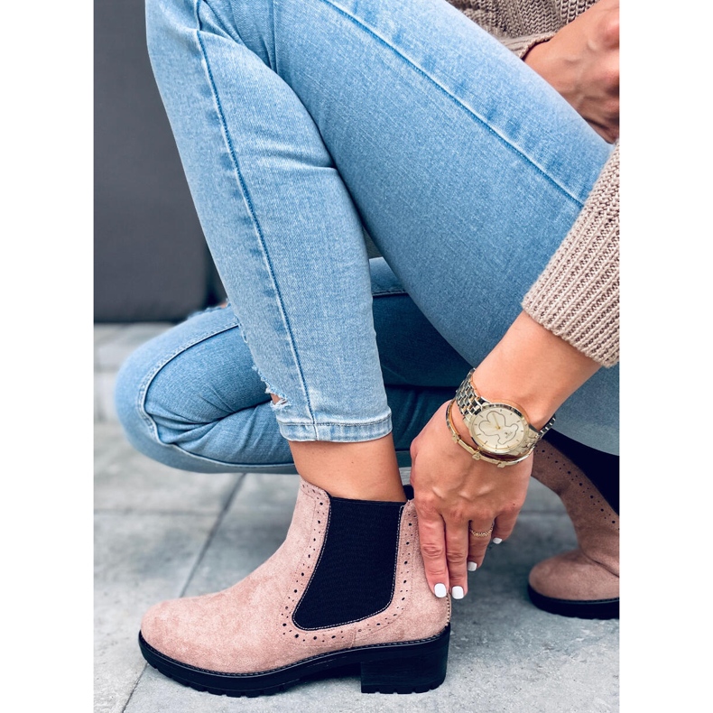 Ghete Chelsea dama Kleo Beige bej negru 1