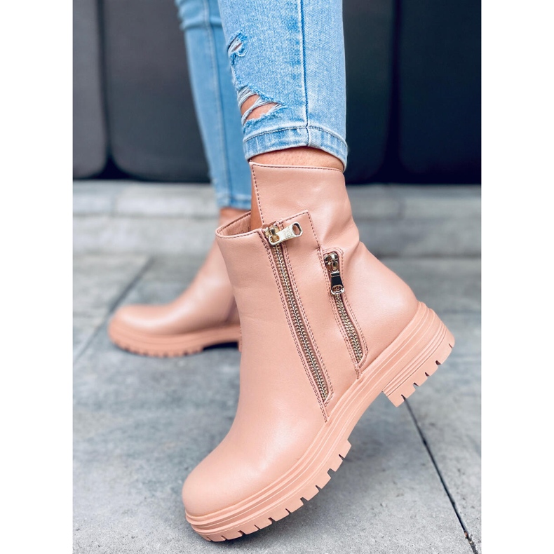 Cizme plate de dama Janine bej 1