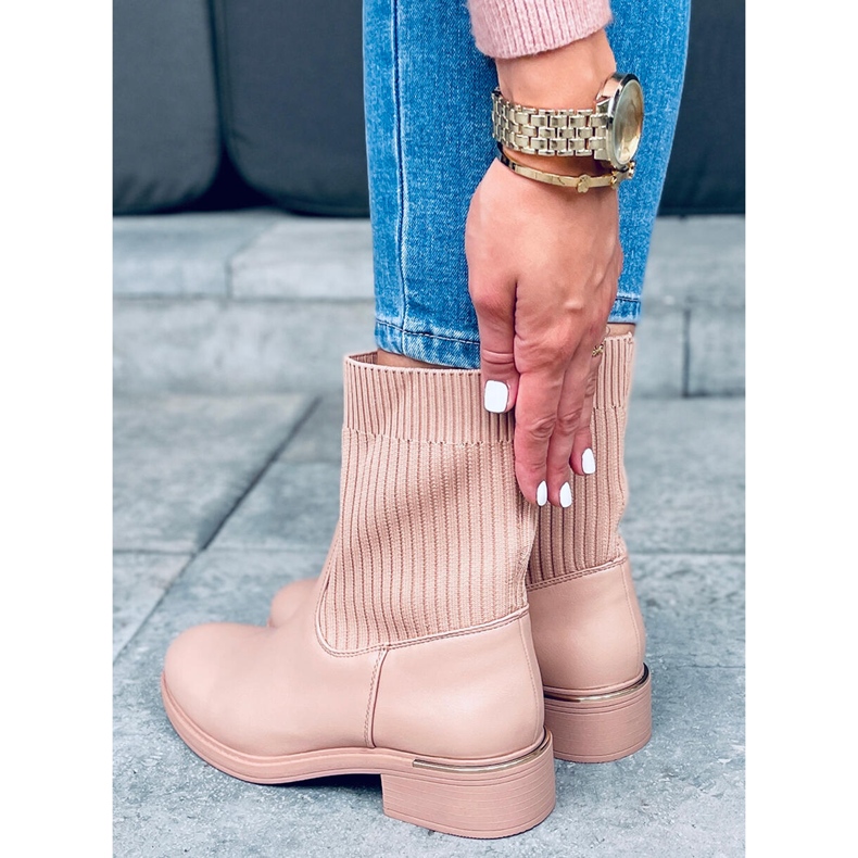 BM Botine superioare sock Sendi Nude bej 2