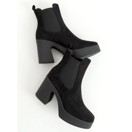 Cizme pe toc cauciuc Amelda Black negru 1