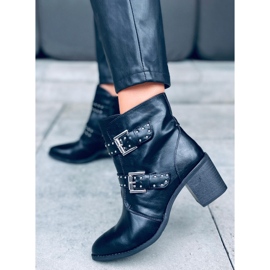 Cizme cu toc înalt cu știfturi Ferox Black negru 1