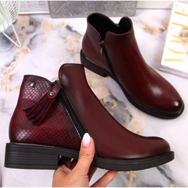 Botine dama Jodhpur piele de sarpe Vinceza claret roșu 1