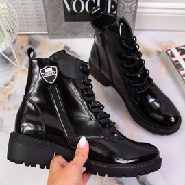 Cizme dama, cizme izolate Vinceza lacuite negru 1