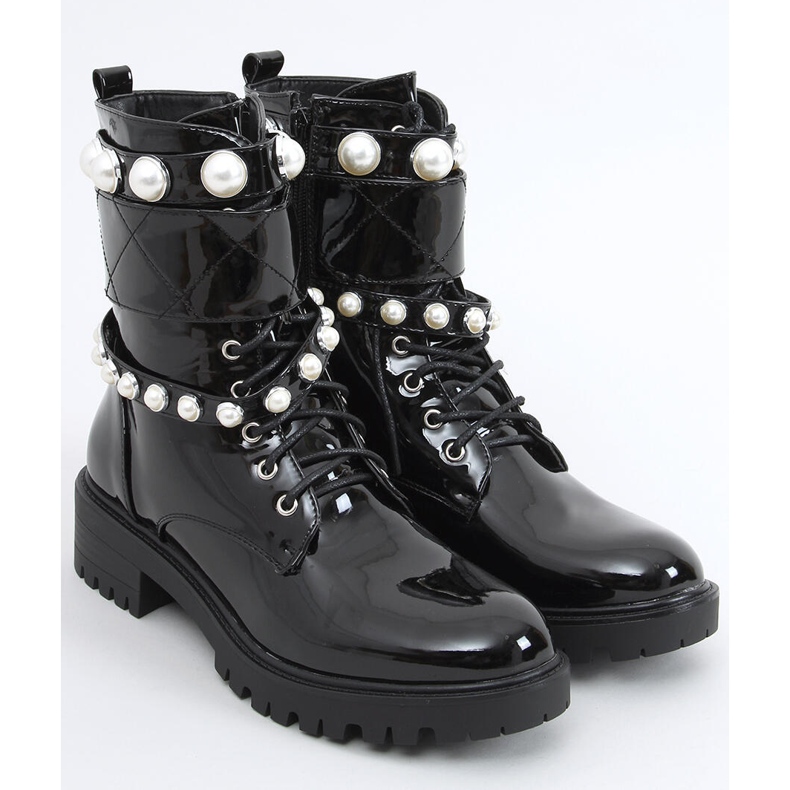 Genti lacuite cu perle Beni Black negru 2