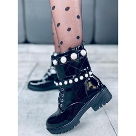 Genti lacuite cu perle Beni Black negru 1