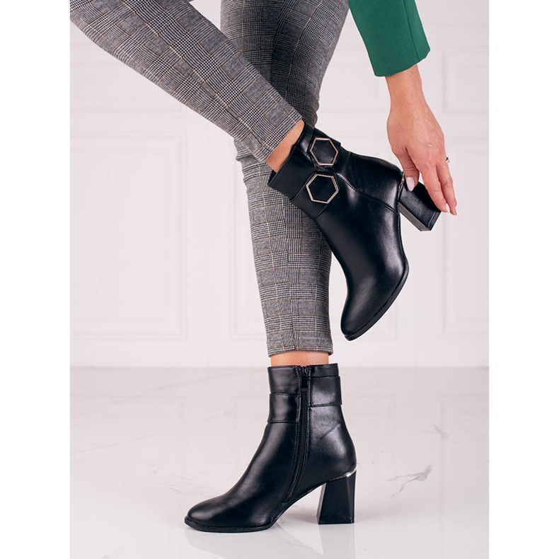 T.Sokolski Cizme negre Sokolski dama pe un stâlp lat negru 1