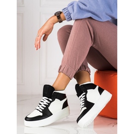 Tenisi de damă înalți Shelovet alb-negru 1