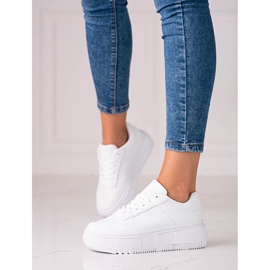 Pantofi sport de damă Shelovet albi pe platformă 1