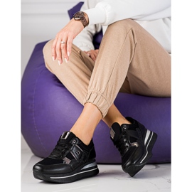 Adidași de damă negre pe pană Shelovet negru 1