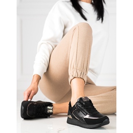 Adidasi de dama pe platforma Shelovet neagra negru 2