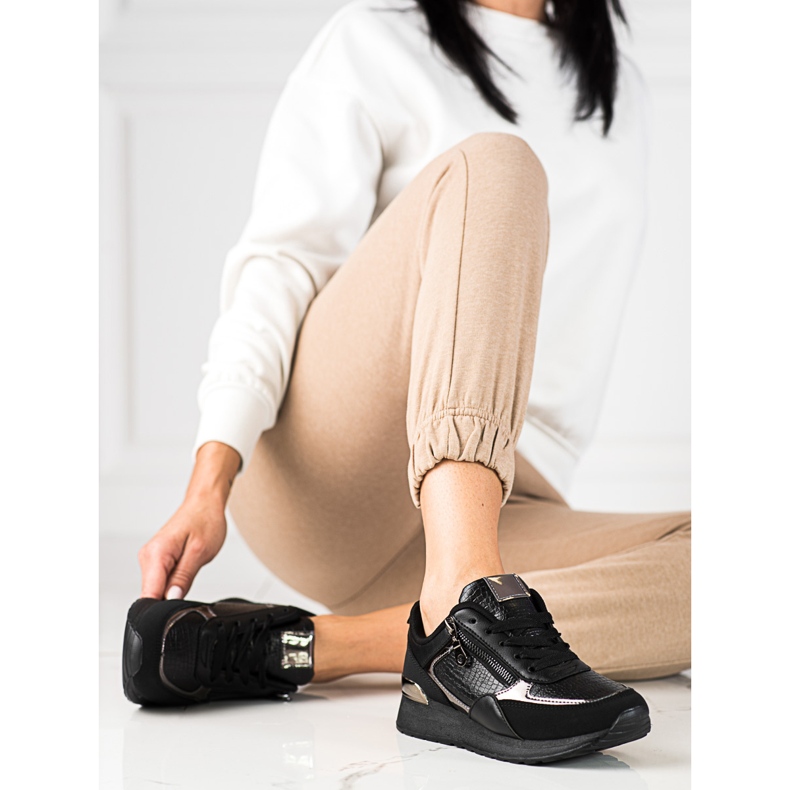 Adidasi de dama pe platforma Shelovet neagra negru 2