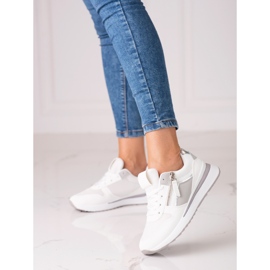 Tenisi de dama Shelovet albi cu talpa alba violet 1