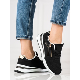 Tenisi de dama Black Shelovet cu talpa alba negru 1