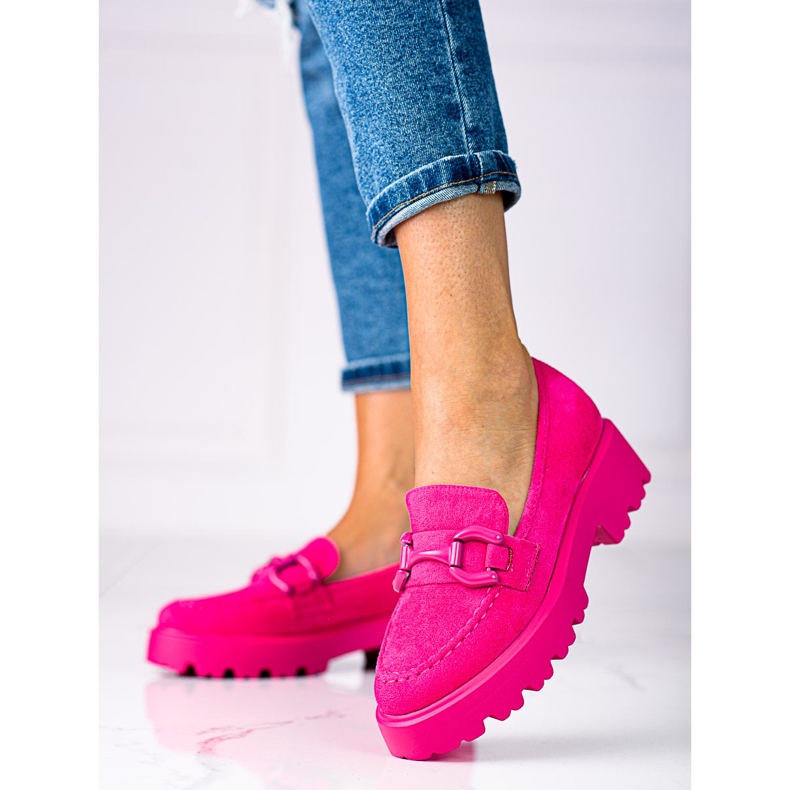 Mocasini de dama la moda pe platforma Vinceza fucsia roz 1