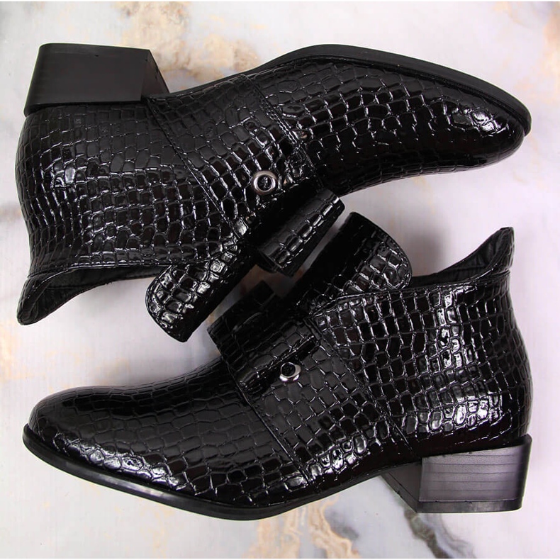 Cizme dama Cizme Jodhpur cu fundita Potocki neagra lacuita negru 1