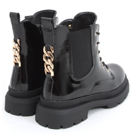 Botine lacuite cu lant Jake Black negru 2
