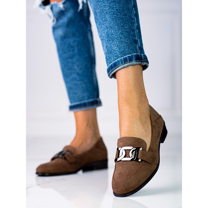 Mocasini eleganti de dama cu lant Vinceza maro 1