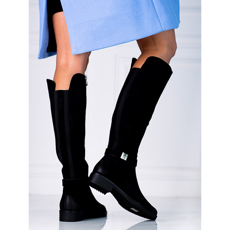 Cizme confortabile de dama Vinceza neagra din piele intoarsa ecologica negru 1 Cizme confortabile de dama Vinceza neagra din piele intoarsa ecologica negru 1