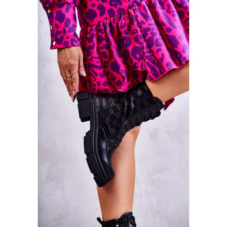 Cizme înalte de damă, Legate Black Verlon negru 1