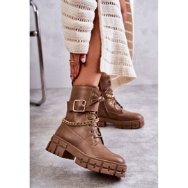 PG1 Cizme de muncitori la modă cu lanț maro Solesso 2 PG1 Cizme de muncitori la modă cu lanț maro Solesso 2