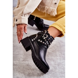 PG1 Ghete De Damă Piele Cu Știfturi Decorative Negru Sanchez 1