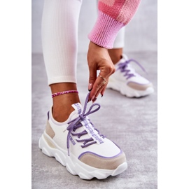 Pantofi de damă cu sistem de spumă cu memorie Big Star KK274029 Alb violet 2