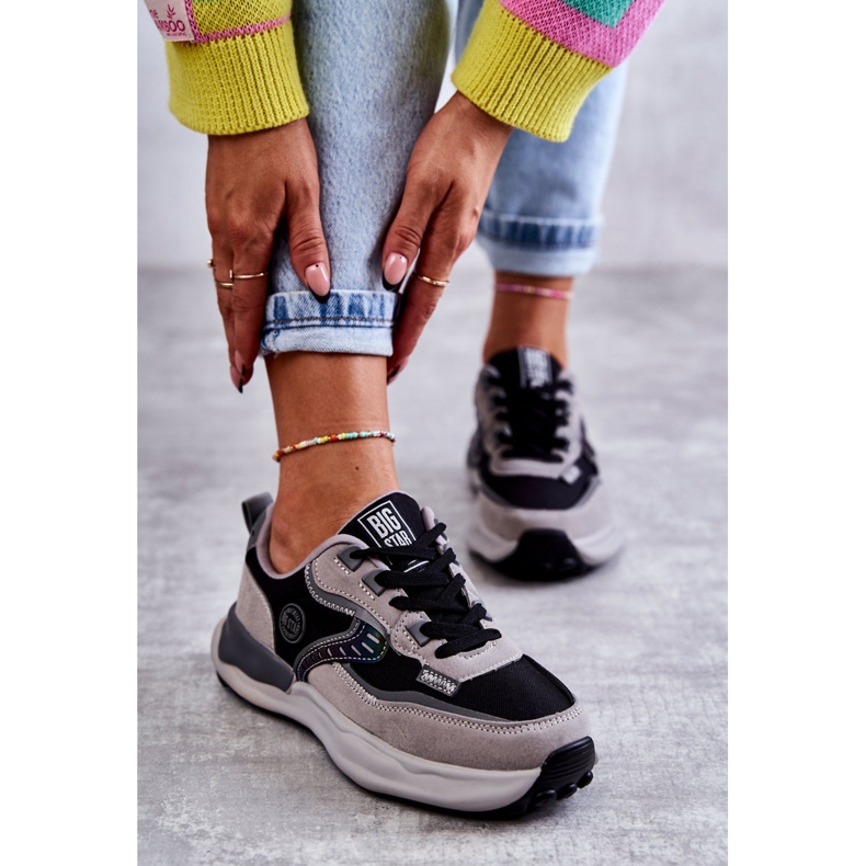 Adidasi sport dama Big Star KK274100 Negru-Gri 2