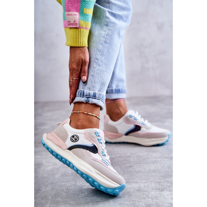 Adidasi sport dama Big Star KK274097 Alb-Roz gri 2