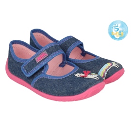 Papuci copii Befado cu Velcro 955X014 bleumarin albastru 2