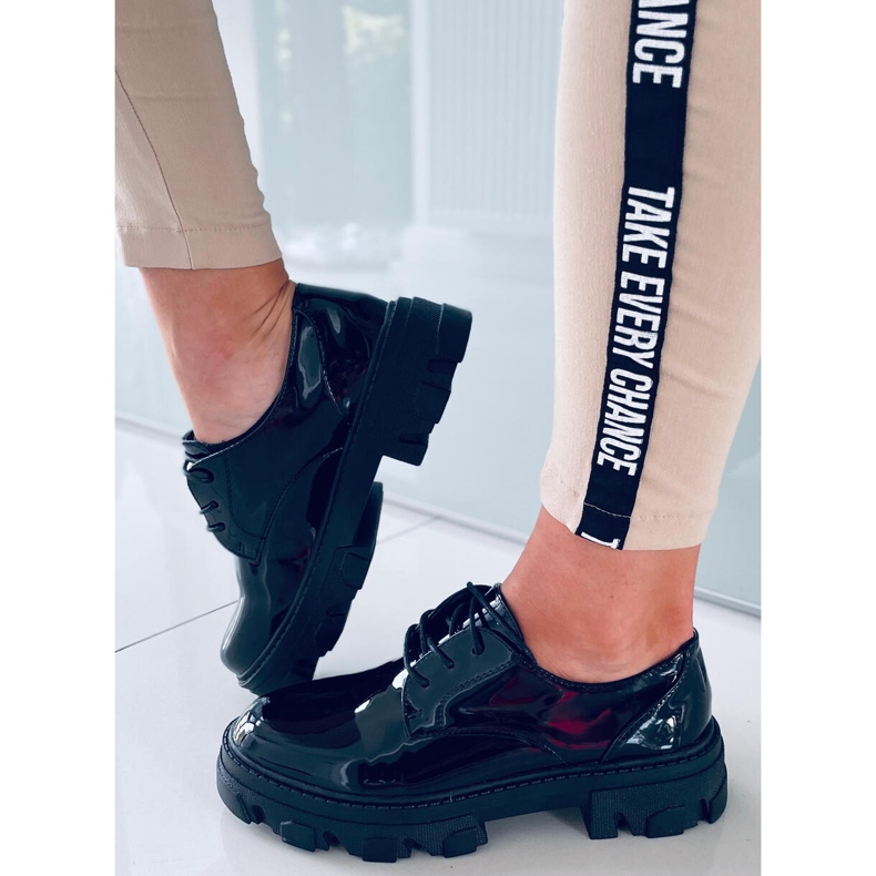 PA1 Mocasini Tekla Black Shing cu siret negru 1